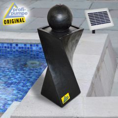 B-Ware Solar - Brunnen GRANIT-BLACK-2 mit LiIon-Akku & LED-Licht