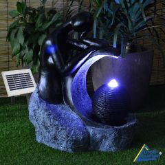 B-Ware Solar - Brunnen LADY in BLACK-2 mit LiIon-Akku & LED-Licht