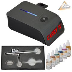 Profi-AirBrush Carry IV-TC schwarz Color mit 6 Farben Set