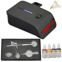 Profi-AirBrush Carry IV-TC schwarz Color II mit 4 Farben Set