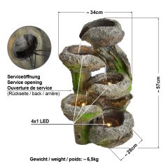 B-Ware Gartenbrunnen BAUMSTUMPF & STEINSCHALEN mit LED-Licht