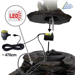 230V - Gartenbrunnen DURSTIGER FROSCH mit LED-Licht