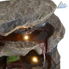 230V - Gartenbrunnen STEIN-KASKADE SCHWARZWALD mit LED-Licht 