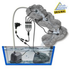 Bachlauf QUELLBACH II dunkel-grau, 3-teilig mit 4 RGB LED-Licht-230V