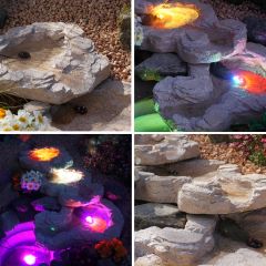 B-Ware Bachlauf QUELLBACH II sand-stein, 3-teilig mit 4 RGB LED-Licht-230V
