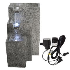 230V - Gartenbrunnen GRANITWAND-KASKADE mit LED-Licht 