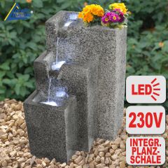 B-Ware Gartenbrunnen GRANITWAND-KASKADE mit LED-Licht 