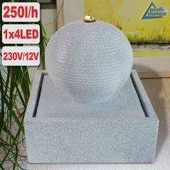 230V - Gartenbrunnen MODERN lichtgrau mit LED-Licht