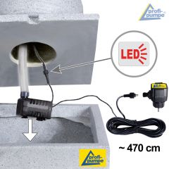 B-Ware 230V - Gartenbrunnen MODERN lichtgrau mit LED-Licht