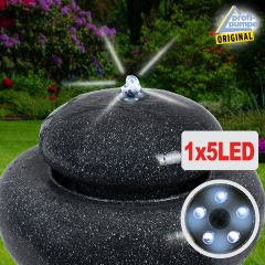  Solar-Brunnen QUELLSTEIN mit Li-Ion-Akku und LED-Licht