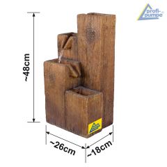 230V - Gartenbrunnen HOLZ-HÄUSCHEN mit LED-Licht 