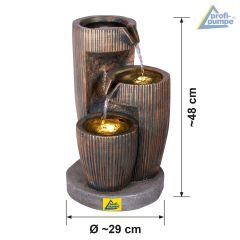 230V - Gartenbrunnen DREIERLEI mit LED-Licht 