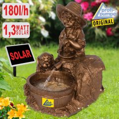 B-Ware Solar - Brunnen KNABE mit HUND am BRUNNEN