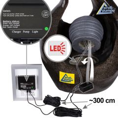 B-Ware Solar - Brunnen LIEBES-FLAMME  mit LiIon-Akku & LED-Licht 