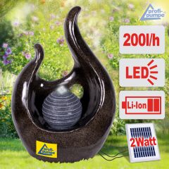 B-Ware Solar - Brunnen LIEBES-FLAMME  mit LiIon-Akku & LED-Licht 