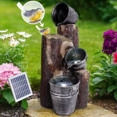 Solar - Brunnen PRETTY-BIRD Kaskade mit LiIon-Akku & LED-Licht