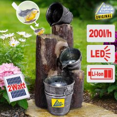 Solar - Brunnen PRETTY-BIRD Kaskade mit LiIon-Akku & LED-Licht