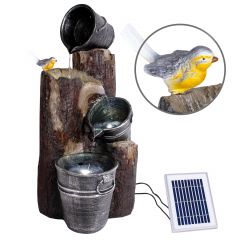 B-Ware Solar - Brunnen PRETTY-BIRD Kaskade mit LiIon-Akku & LED-Licht