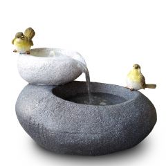 B-Ware 230V - Gartenbrunnen FELS-SCHALEN mit LED-Licht
