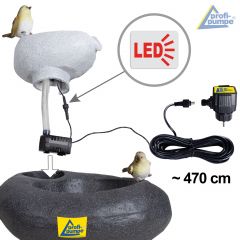 B-Ware 230V - Gartenbrunnen FELS-SCHALEN mit LED-Licht