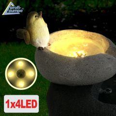 B-Ware 230V - Gartenbrunnen FELS-SCHALEN mit LED-Licht