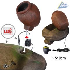 230V - Gartenbrunnen WEIN-AMPHORE mit LED-Licht