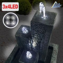 B-Ware Gartenbrunnen TRIO-BASALT mit LED-Licht