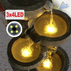 B-Ware Gartenbrunnen & Wasserspiel GRANITSCHALEN-KASKADE-4 mit LED-Licht