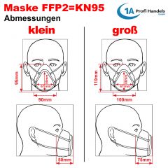 Mehrfach-Maske - FFP2/KN 95 groß aus Silikon mit austauschbarem 5-fach Filter, Ventil und 10 Stck Ersatzfilter