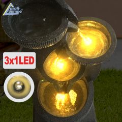 230V - Gartenbrunnen SCHALEN-SPIEL mit LED Licht 
