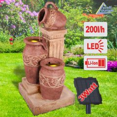 B-Ware Solar - Gartenbrunnen & Wasserspiel DELFI mit LED-Licht und Li-Ion-Akku