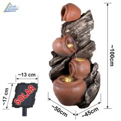 Solar - Gartenbrunnen & Wasserspiel ZAUBER-KRUG mit LED-Licht und Li-Ion-Akku