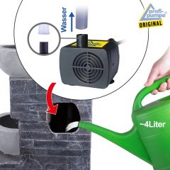 B-Ware Solar - Gartenbrunnen & Wasserspiel GRANITSCHALEN-KASKADE-4 mit LED-Licht und Li-Ion-Akku