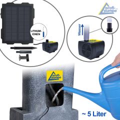 B-Ware Solar - Gartenbrunnen & Wasserspiel 3-Stufige STEIN-KASKADE mit Li-Ion-Akku
