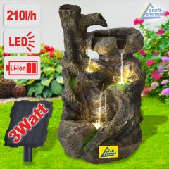 B-Ware Solar - Gartenbrunnen & Wasserspiel BAUMWURZEL & STEIN-KASKADE mit Li-Ion-Akku