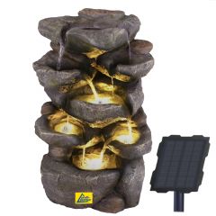 B-Ware Solar - Gartenbrunnen & Wasserspiel FELS-ZAUBER mit Li-Ion-Akku