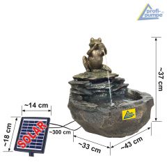 Solar - Gartenbrunnen & Wasserspiel DURSTIGER FROSCH mit Li-Ion-Akku