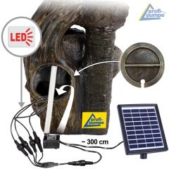 B-Ware Solar - Gartenbrunnen & Wasserspiel BAUMSTUMPF & STEINSCHALEN mit Li-Ion-Akku
