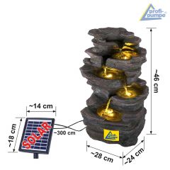 B-Ware Solar - Gartenbrunnen & Wasserspiel KÖNIGS-FELS mit Li-Ion-Akku