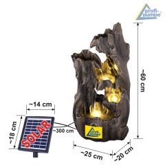 Solar - Gartenbrunnen & Wasserspiel WALD-ZAUBER mit Li-Ion-Akku