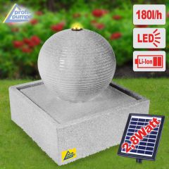 Solar - Gartenbrunnen & Wasserspiel MODERN lichtgrau mit Li-Ion-Akku