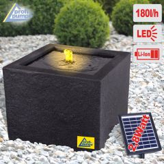 B-Ware Solar - Gartenbrunnen & Wasserspiel BASALT-MODERNA mit Li-Ion-Akku