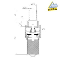 Ansaugset: 1 Zoll -Rückschlagventil mit Vorfilter und 25mm Schlauchtülle