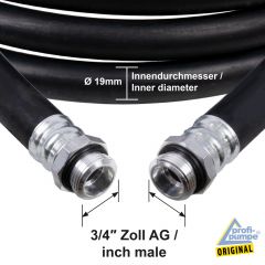Diesel Gummi-Schlauch-Set 1.2 Innendurchmesser 19mm mit 3/4-AG-Schlauchtüllen, schwarz, 10m