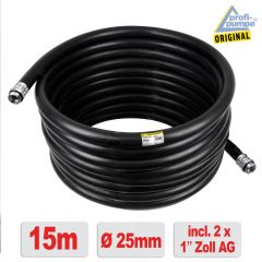 Diesel Gummi-Schlauch-Set 1.1 Innendurchmesser 25mm mit 1-AG-Schlauchtüllen, schwarz, 15m