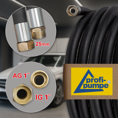 10m Diesel Gummi-Schlauch-Set 2.1 mit 1 Zoll AG/IG-Schlauchtüllen