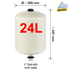 Drucktank Ausdehnungsgefäß Druckkessel 24L, Polypropylen-Inliner