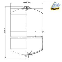 Drucktank Ausdehnungsgefäß 24L, Polypropylen-Inliner