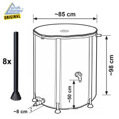 Faltbare Regentonne 550L RAIN-FLEX 550, Anthrazit-Grau