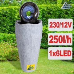 B-Ware 230V - Gartenbrunnen WASSER-GEFLÜSTER mit LED-Licht 
